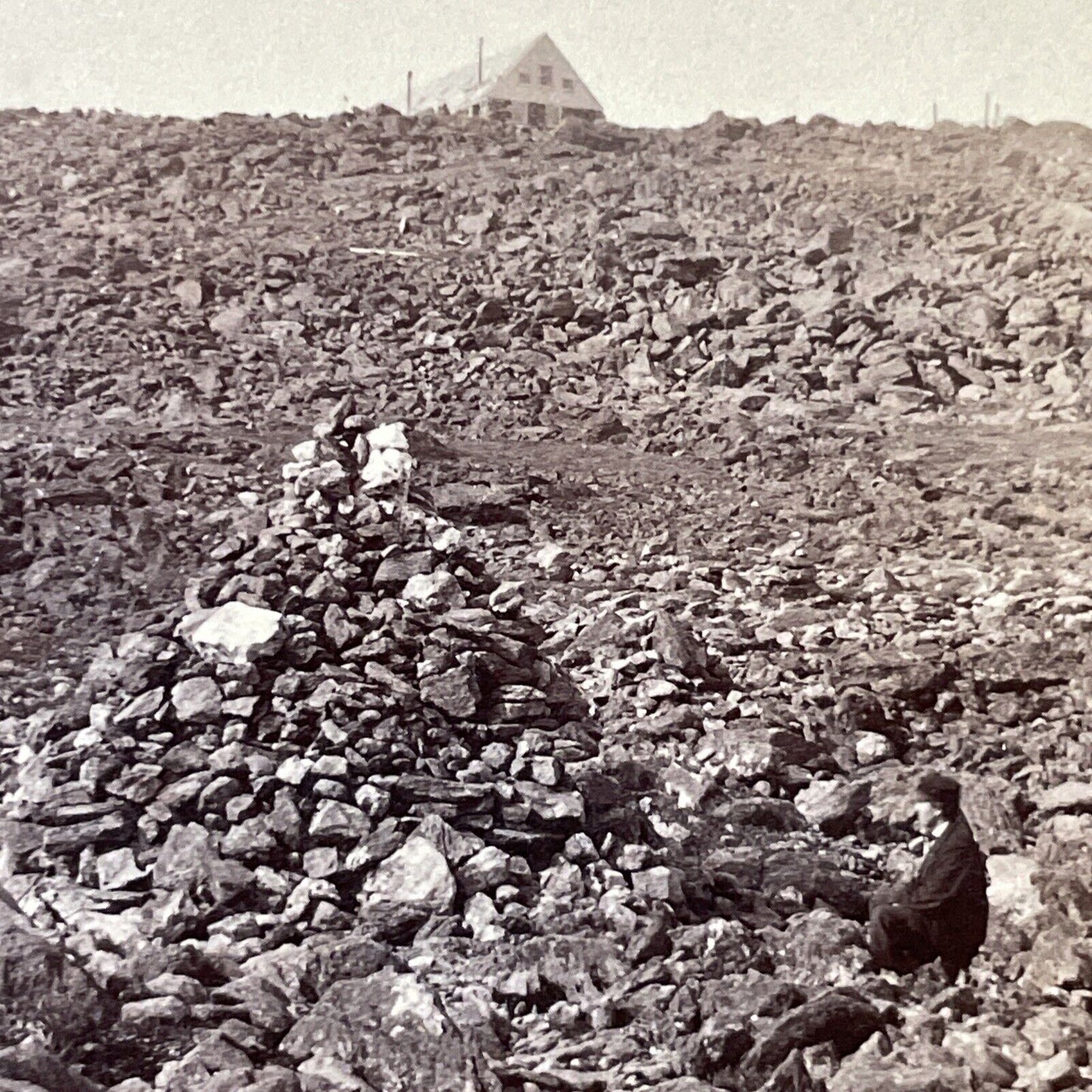 Antique 1870s Lizzie Bourne Memorial Mt Washington Stereoview Photo Card V1846