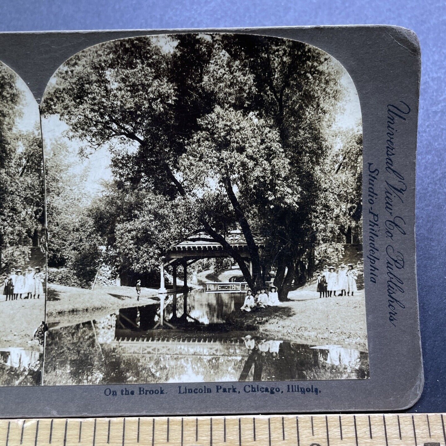 Antique 1906 Lincoln Park Chicago Illinois Stereoview Photo Card V3586