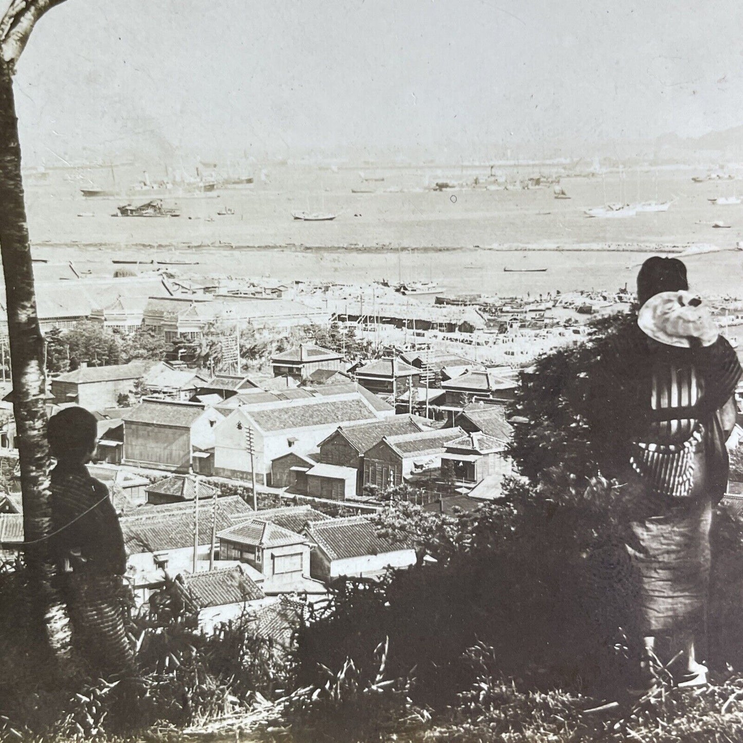 Antique 1904 City View Yokohama Japan Stereoview Photo Card P2103