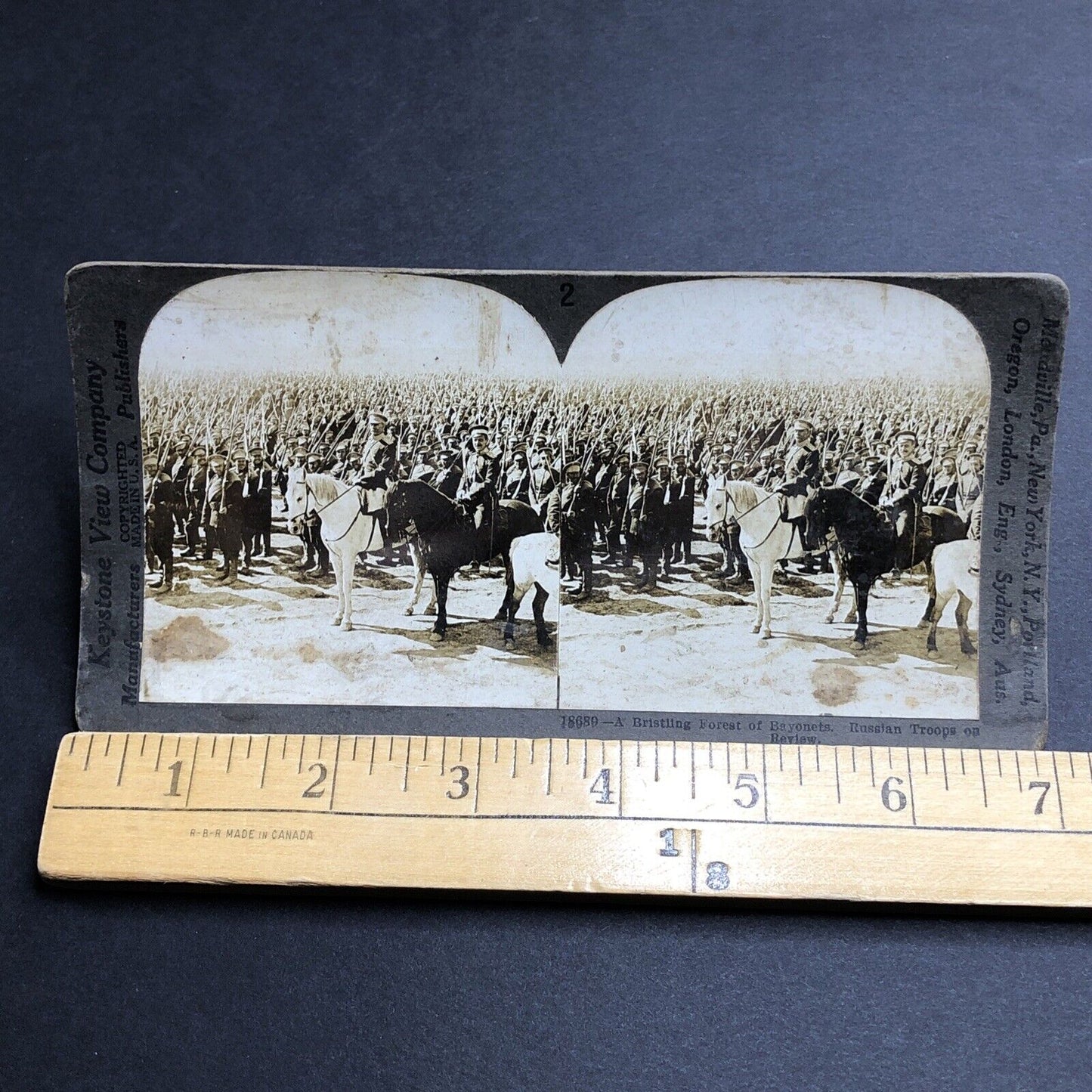 Antique 1919 Russian Horseback Cavalry Soldiers Stereoview Photo Card P2020