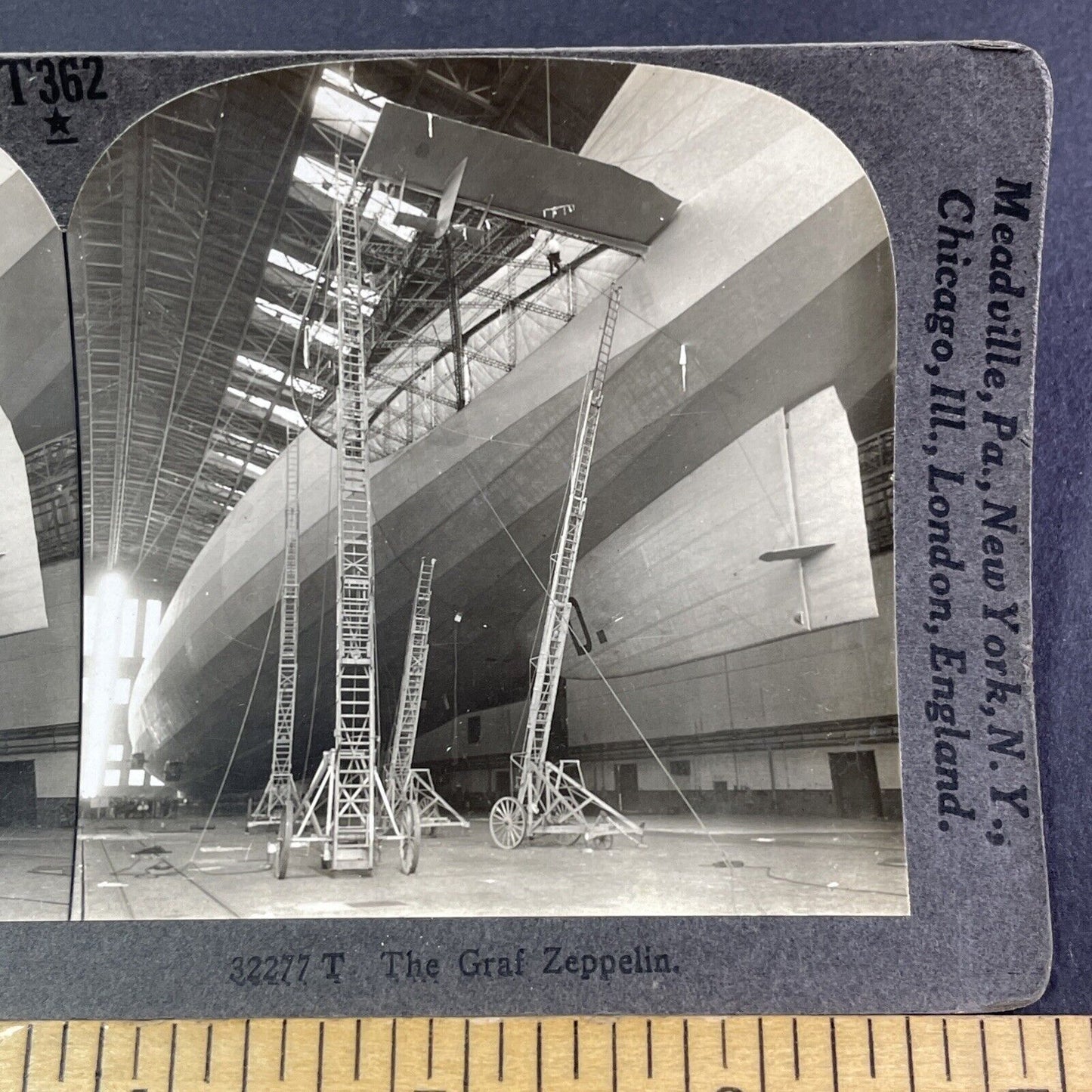 Graf Zeppelin Commercial Airship Stereoview Lakehurst New Jersey c1928 Y2775