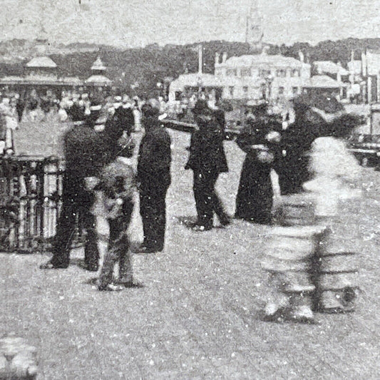 Antique 1870's Bournemouth Beach England UK Stereoview Photo Card PC831