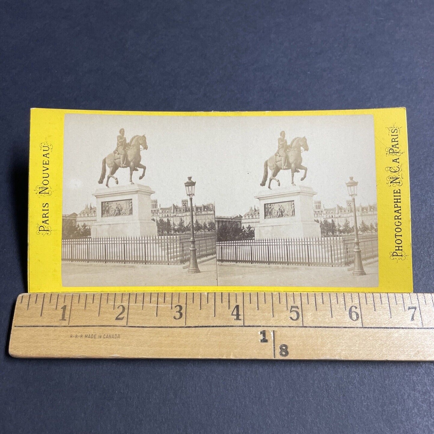 Antique 1870s Equestrian Statue Henry IV Paris France Stereoview Photo Card 4160