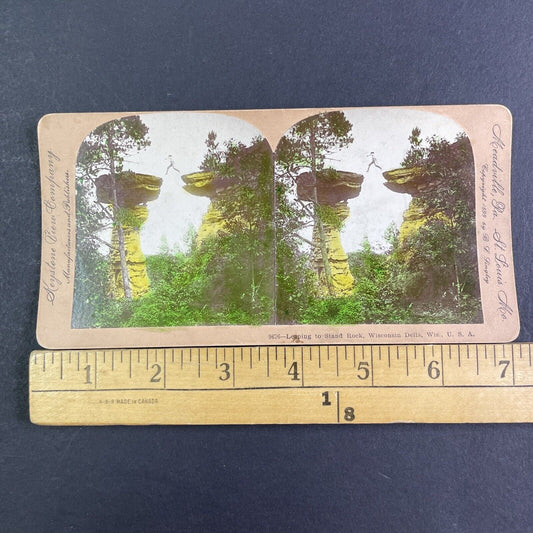 H.H. Bennett's Son Wisconsin Dells Daredevil Jump Stereoview Antique c1899 X3138