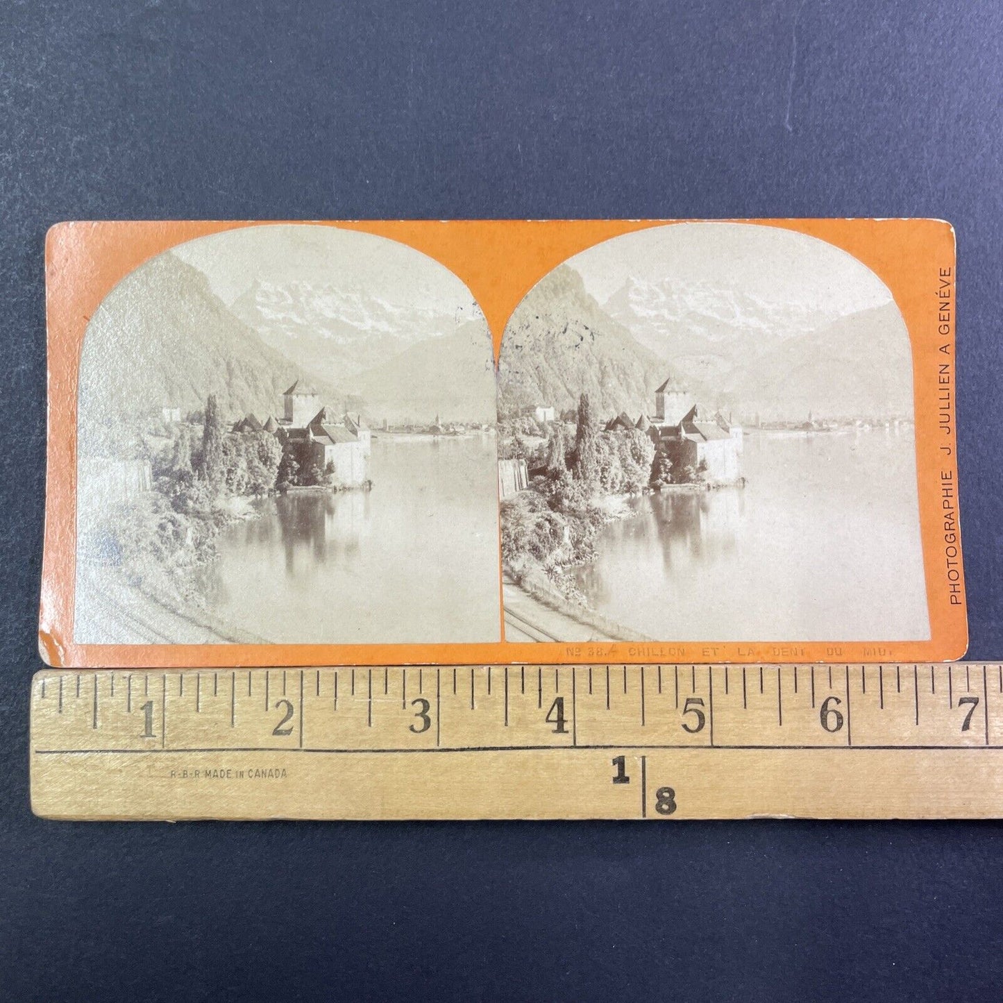 Chillon Castle Veytaux Switzerland Stereoview J. Jullien Antique c1893 X2610