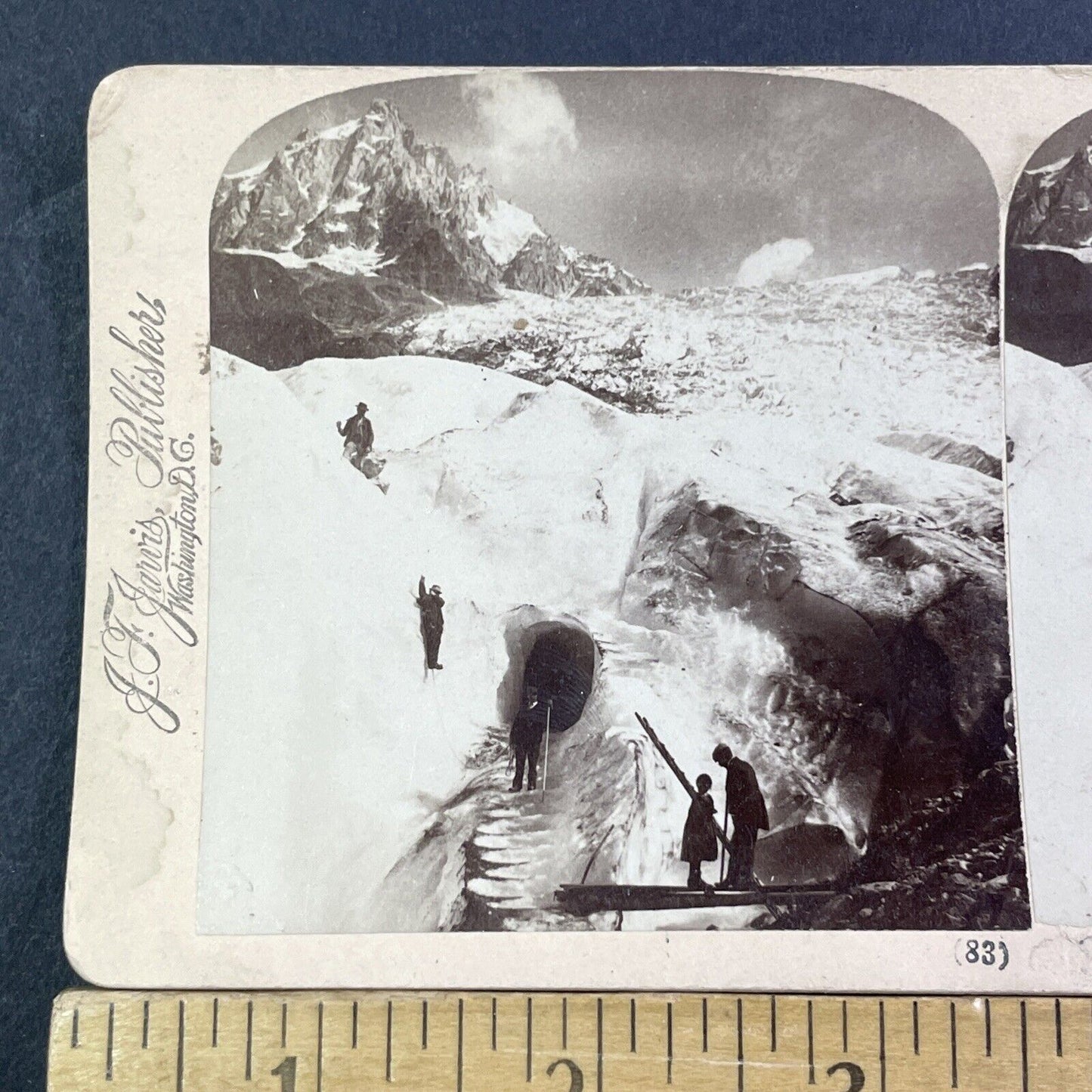 Snow Cave Glacier Tunnel Stereoview Mont Blanc Underwood Antique c1899 X1568