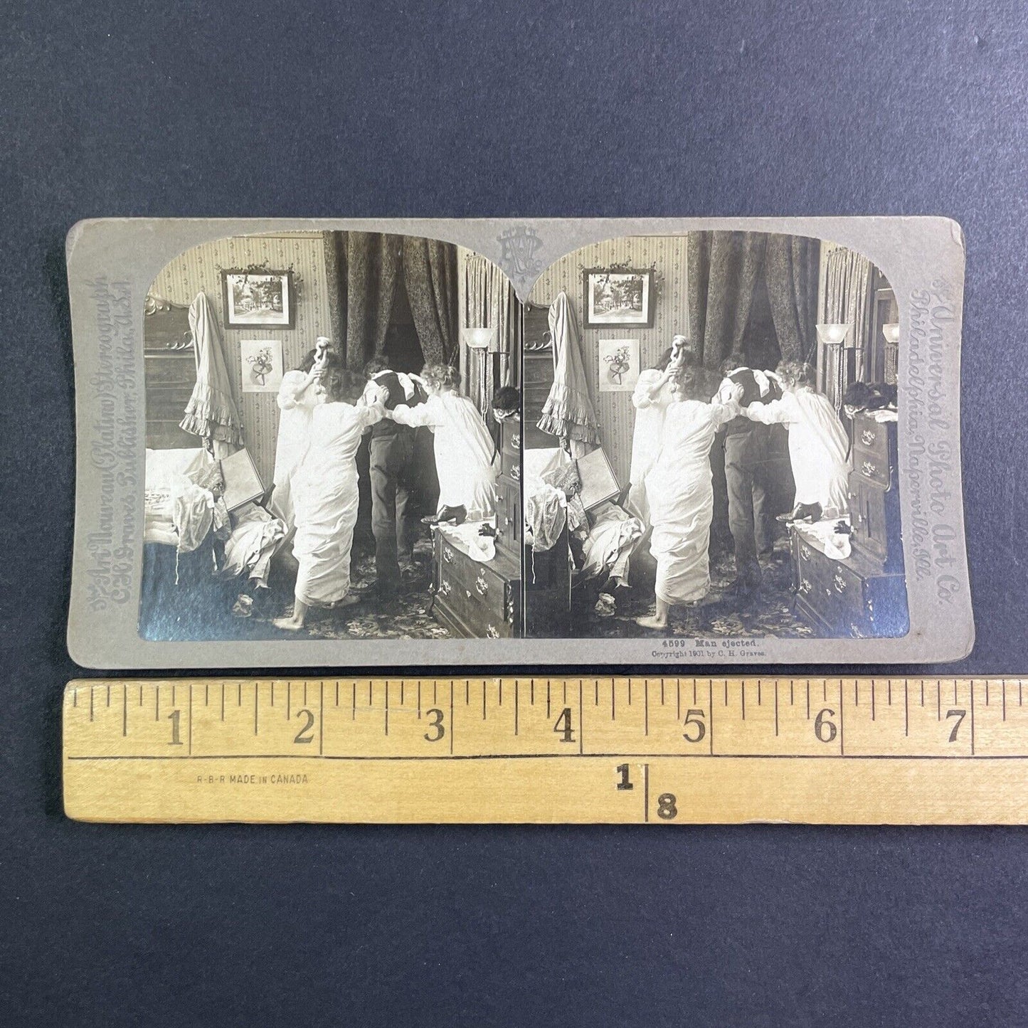 Lot of 4 Intruder Series #4596-4599 Stereoview C.H. Graves Antique c1903 Y1230