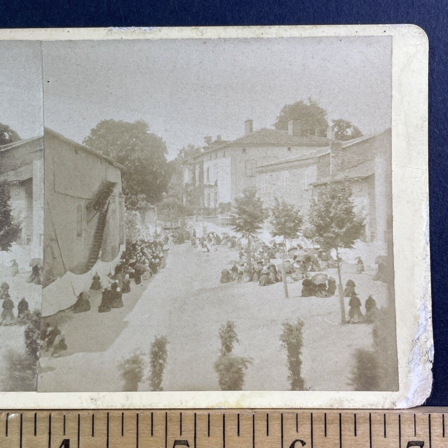 Funeral Procession Count Maxence de Grassin Stereoview Antique c1876 X1549