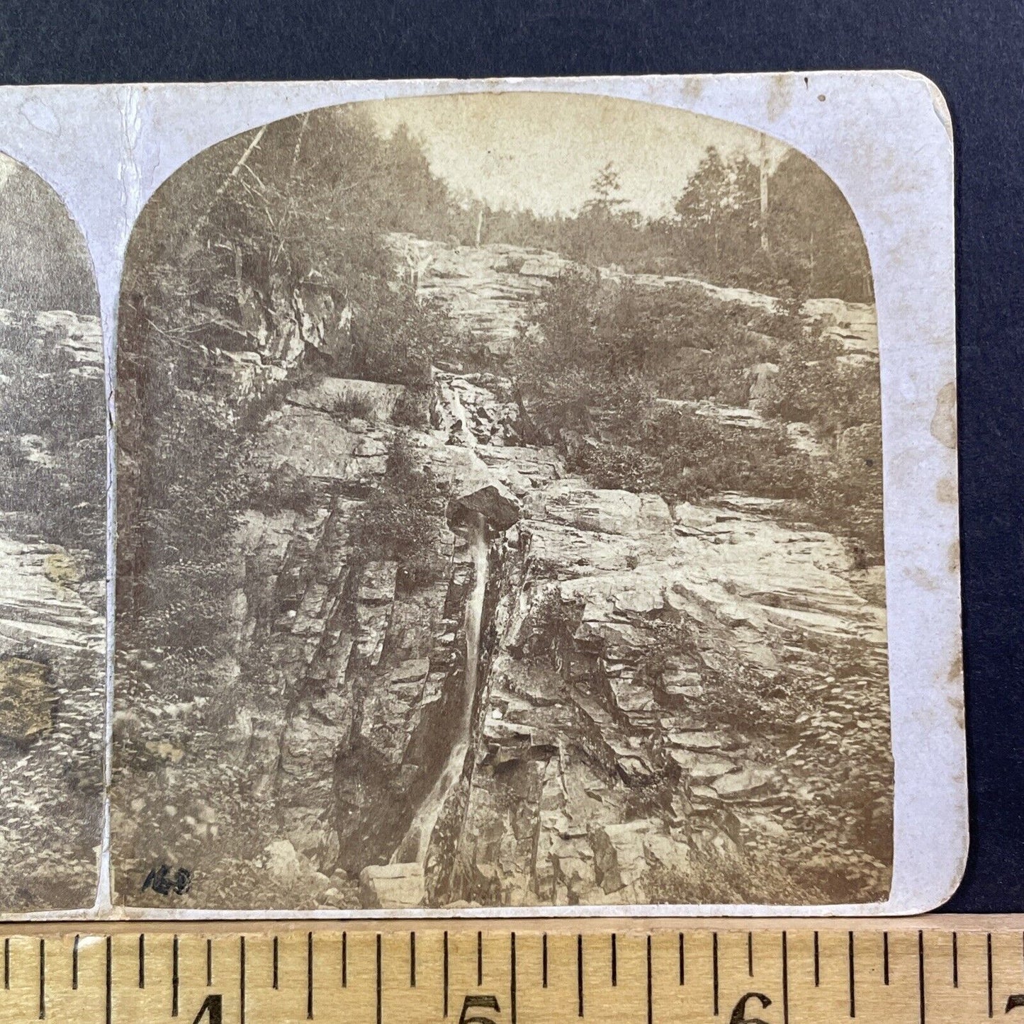 Silver Cascade Crawford Notch Stereoview Photo Edward Bookhout Antique 1875 X962