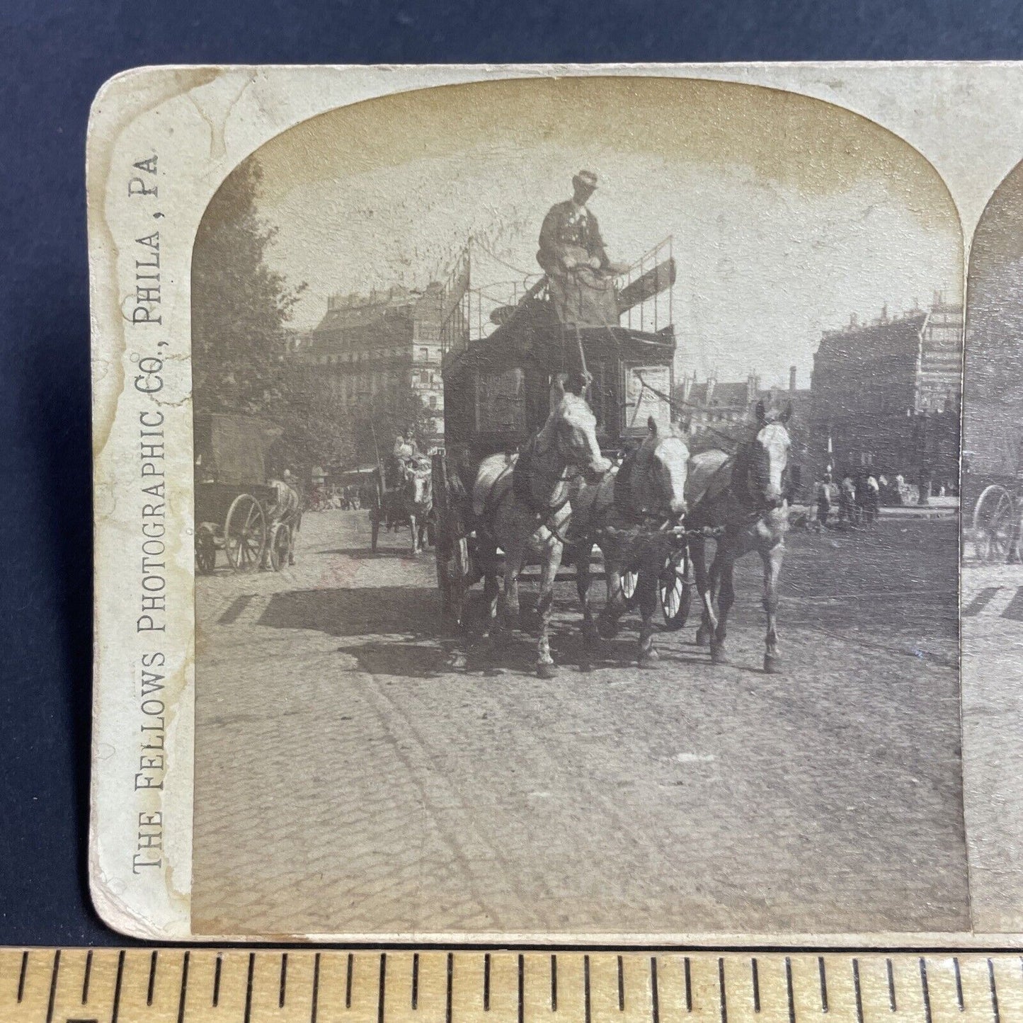 Antique 1880s Stage Coach In Paris France Stereoview Photo Card P1980-09