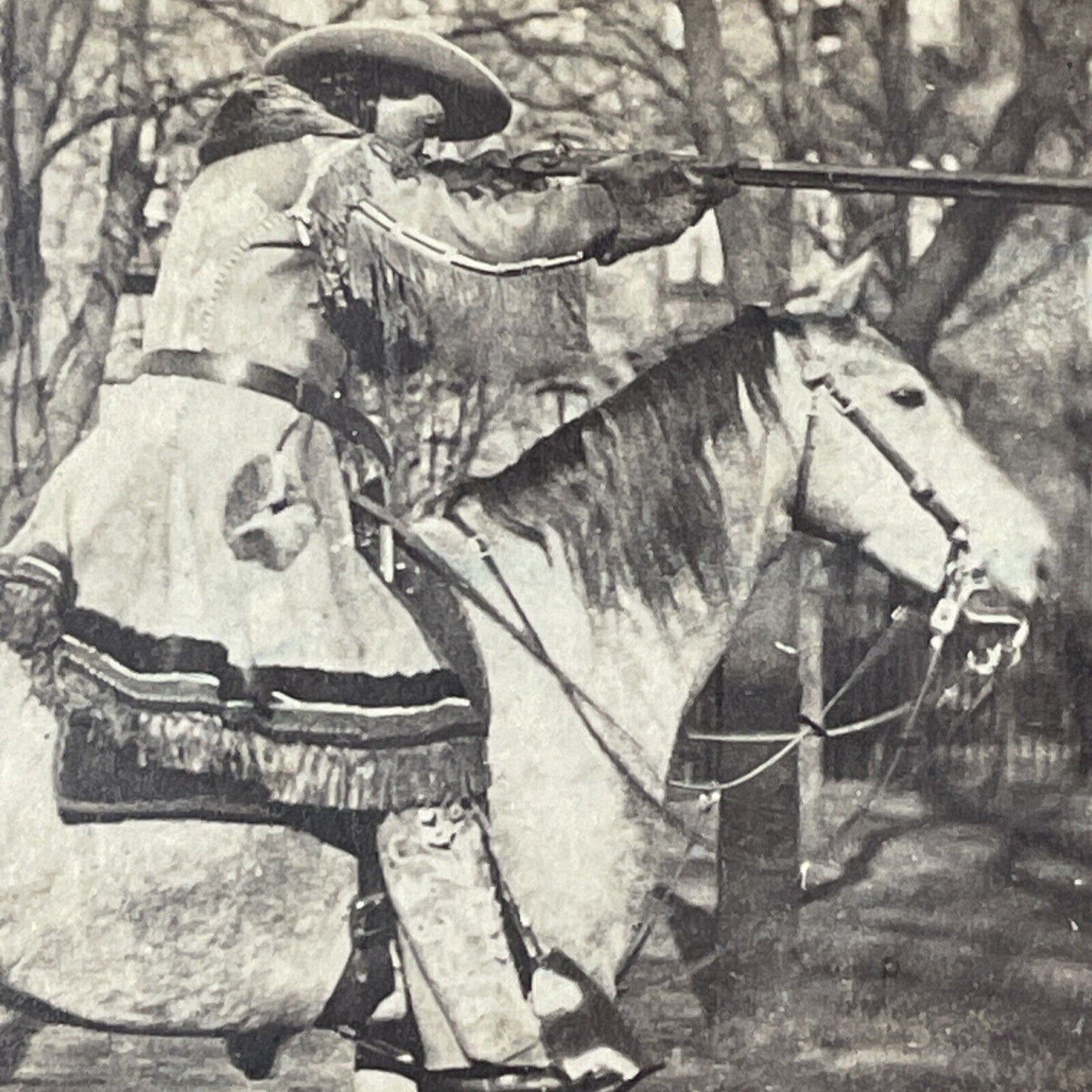 Buffalo Bill Cody Cowboy Bison Hunter Stereoview Photo Card Antique c1877 X1230