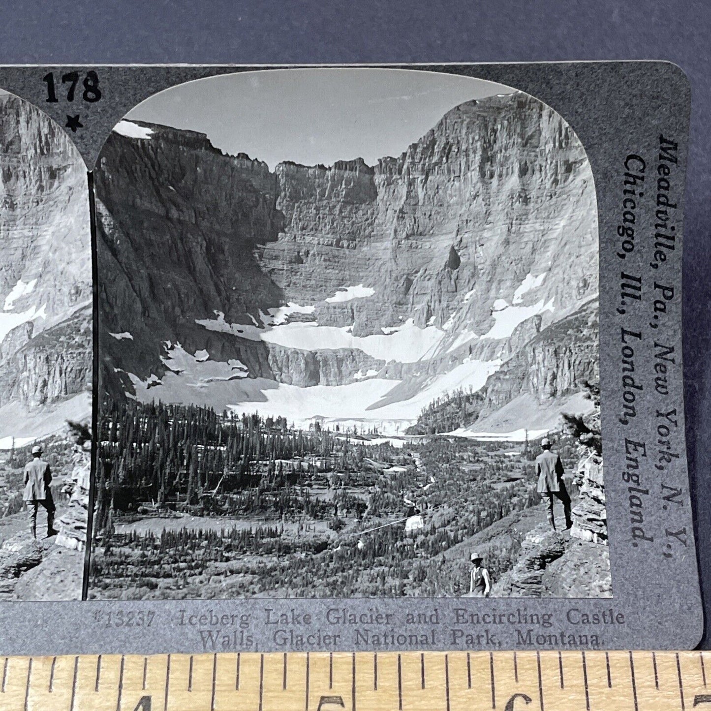 Antique 1910s Iceberg Lake Glacier In Montana Stereoview Photo Card V2168