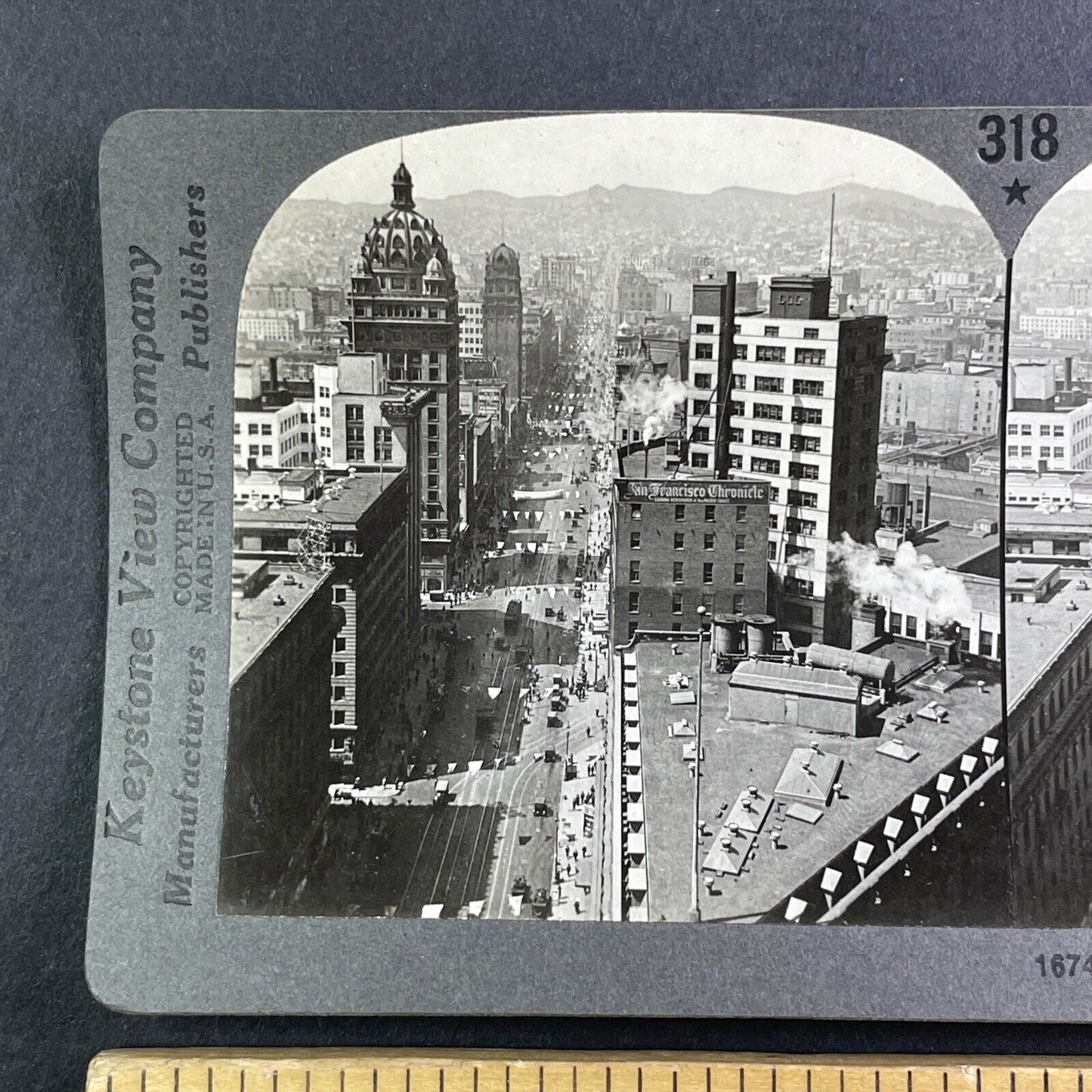 San Francisco California Aerial View Stereoview Antique c1920 Y993