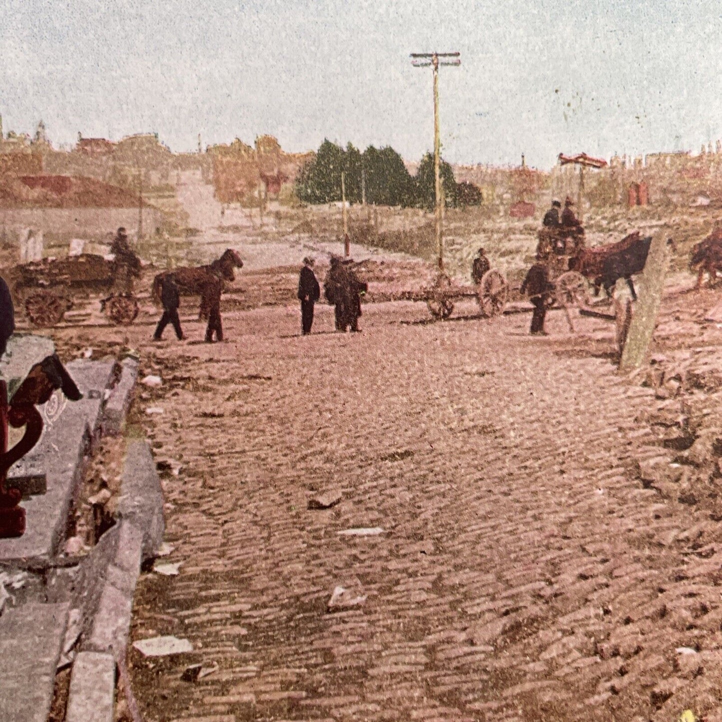 Antique 1910s San Francisco Earthquake Van Ness Av Stereoview Photo Card 2300-24