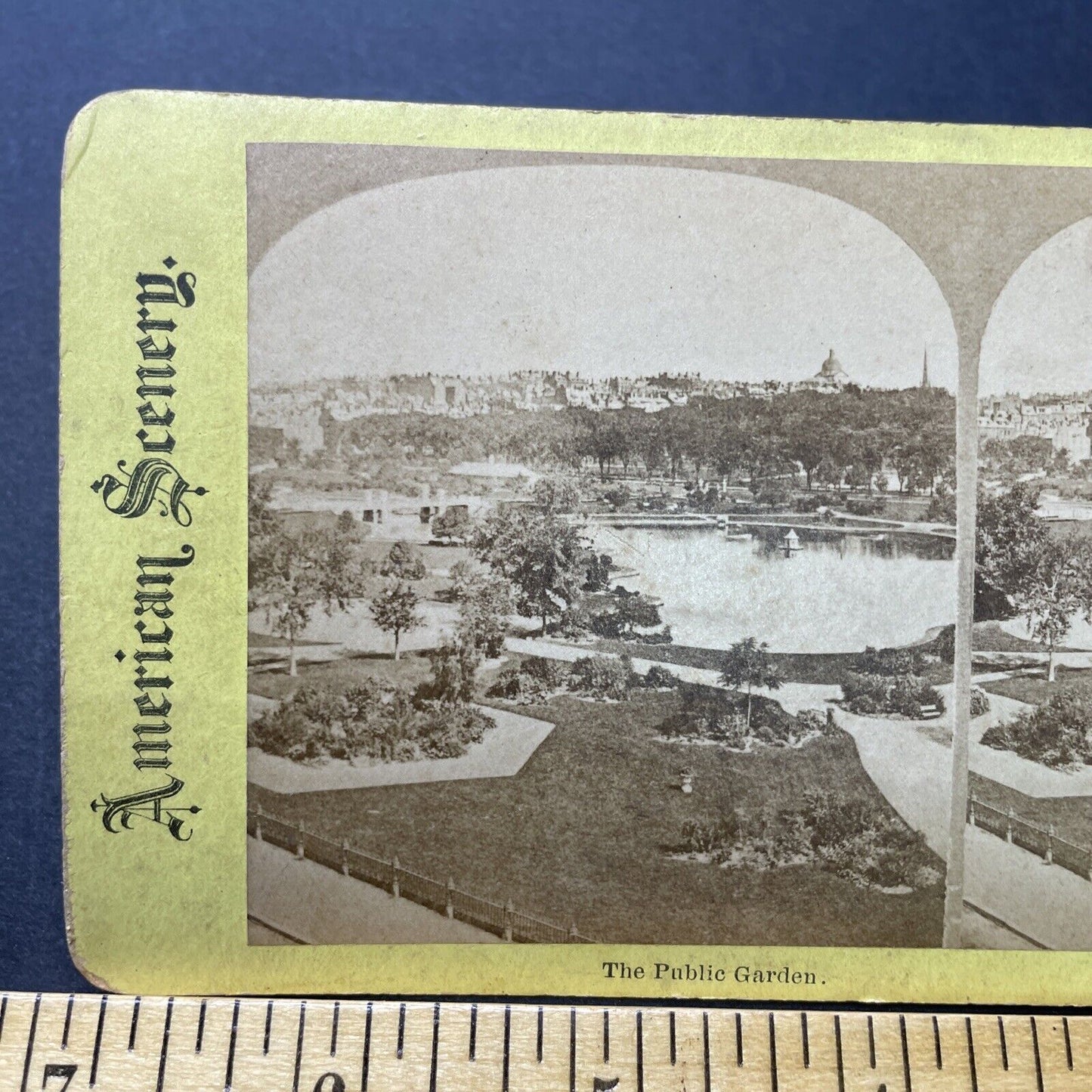 Antique 1870s Boston Common Gardens Massachusetts Stereoview Photo Card P2287