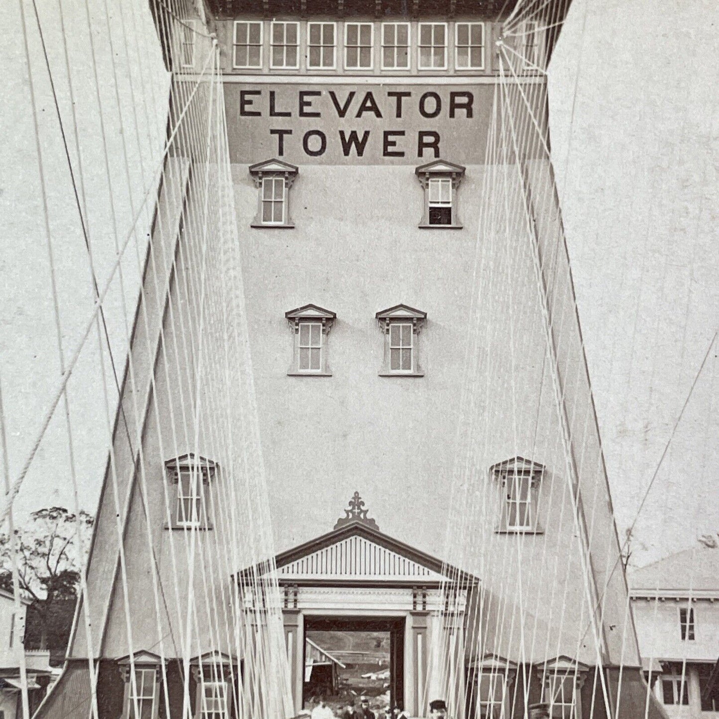 Niagara Falls Elevator Tower Stereoview George Barker Antique c1870 Y2536