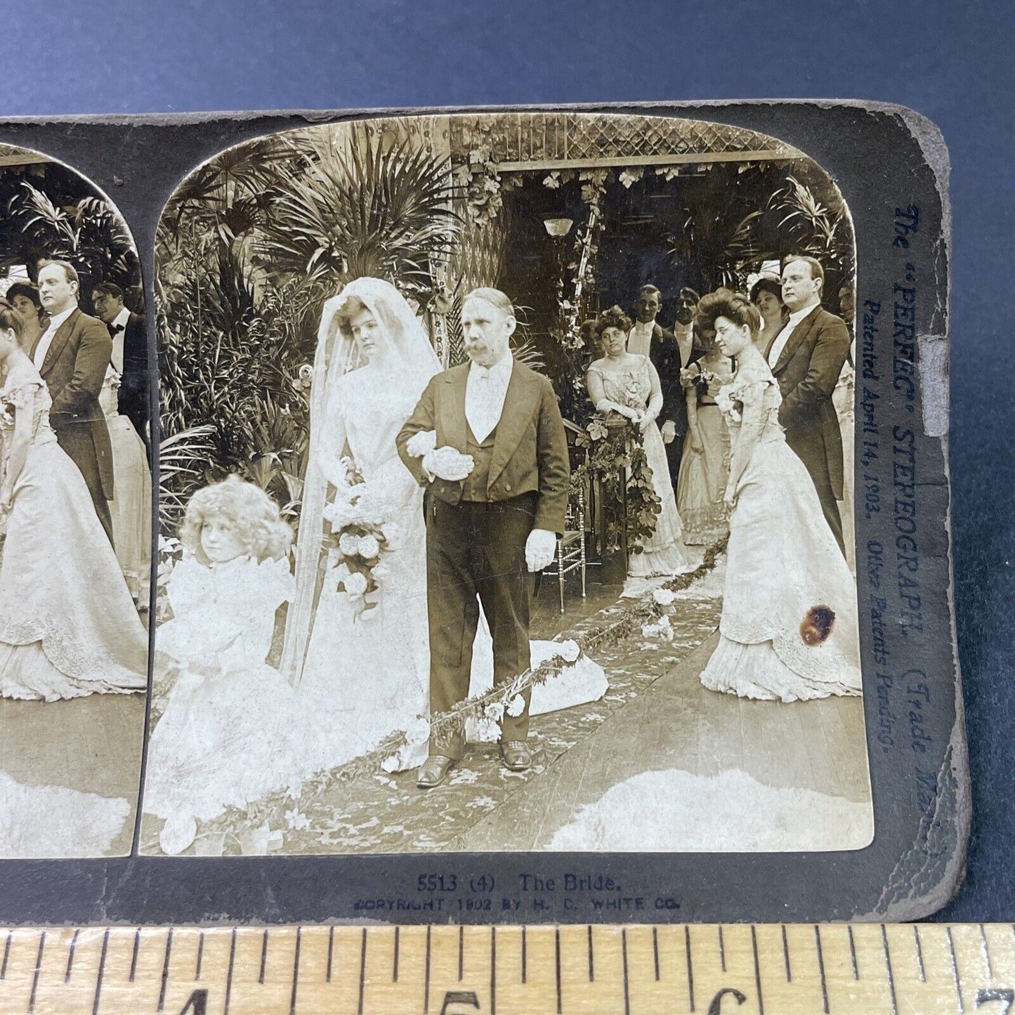 Antique 1902 Father About To Give Away Bride Stereoview Photo Card P2902