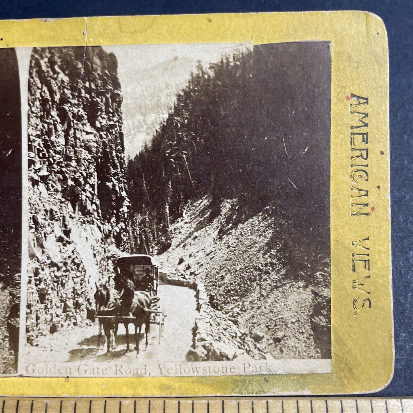 Antique 1870s Golden Gate Road Yellowstone Park Stereoview Photo Card P4777