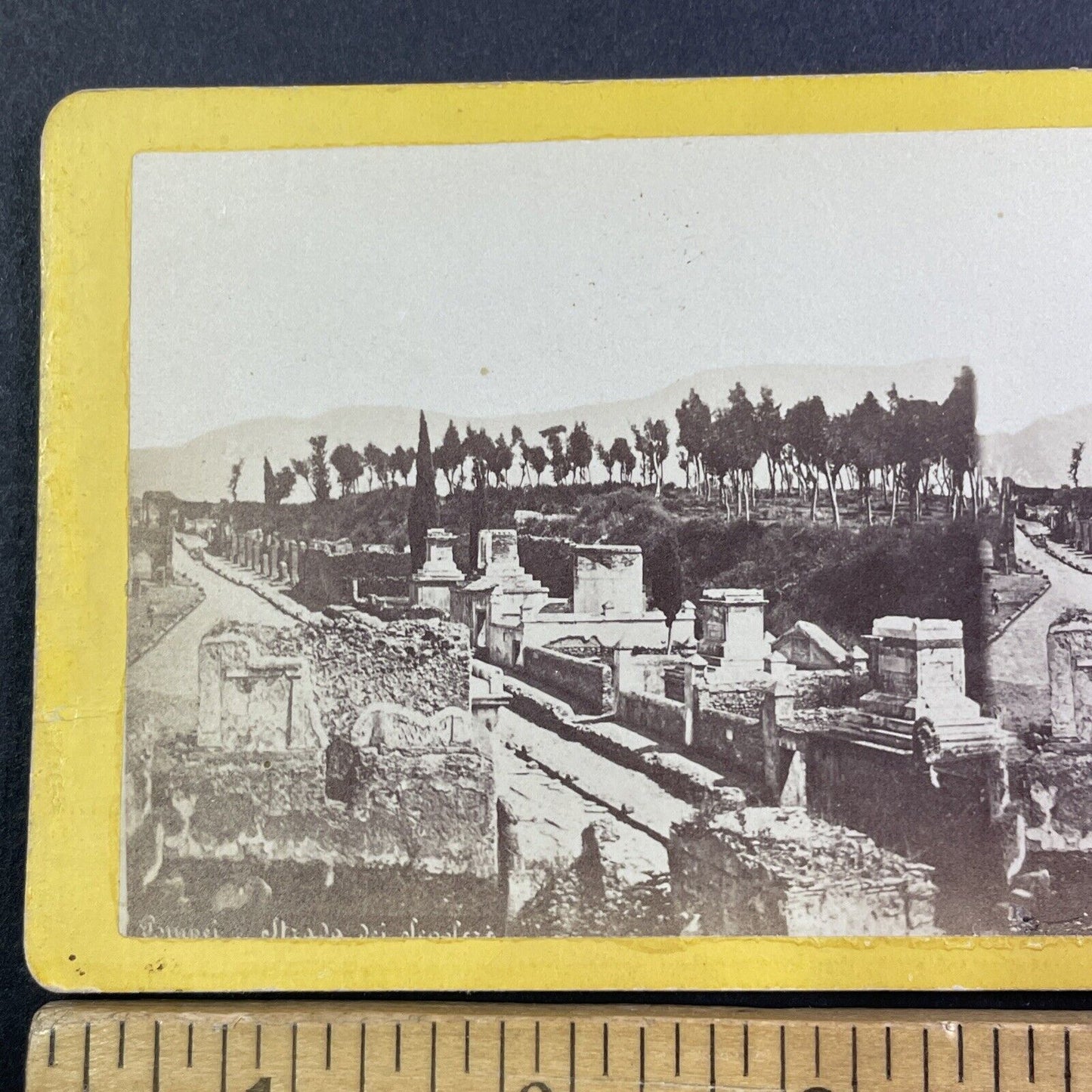 Pompeii Italy Destroyed Stereoview att. M. Amodio Salt Print Antique c1860s Y109