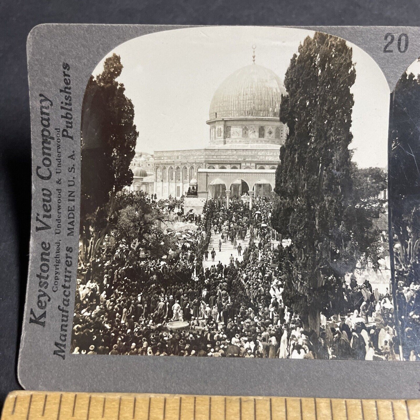 Antique 1910s Jewish And Muslim Pilgrams Jerusalem Stereoview Photo Card P4422