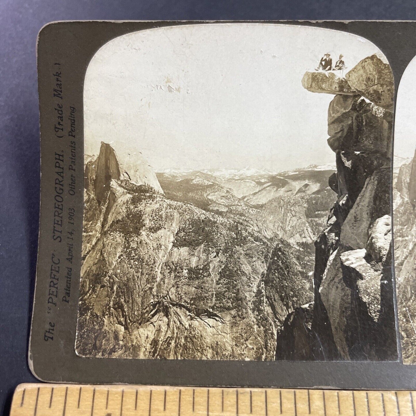 Antique 1903 Glacier Rock Lookout Yosemite CA Stereoview Photo Card P3605