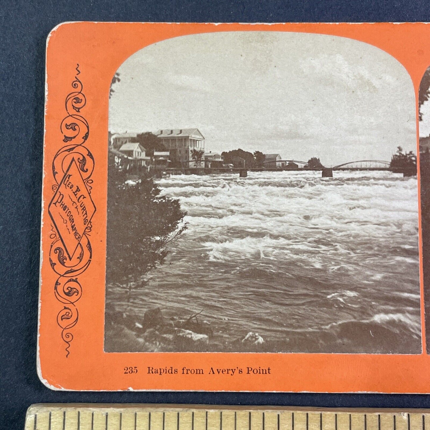 Niagara Falls River Cataract Hotel New York Stereoview George Curtis c1870 Y2429