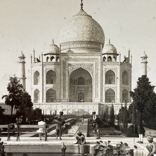 Antique 1910s The Taj Mahal In Agra India Stereoview Photo Card P3697