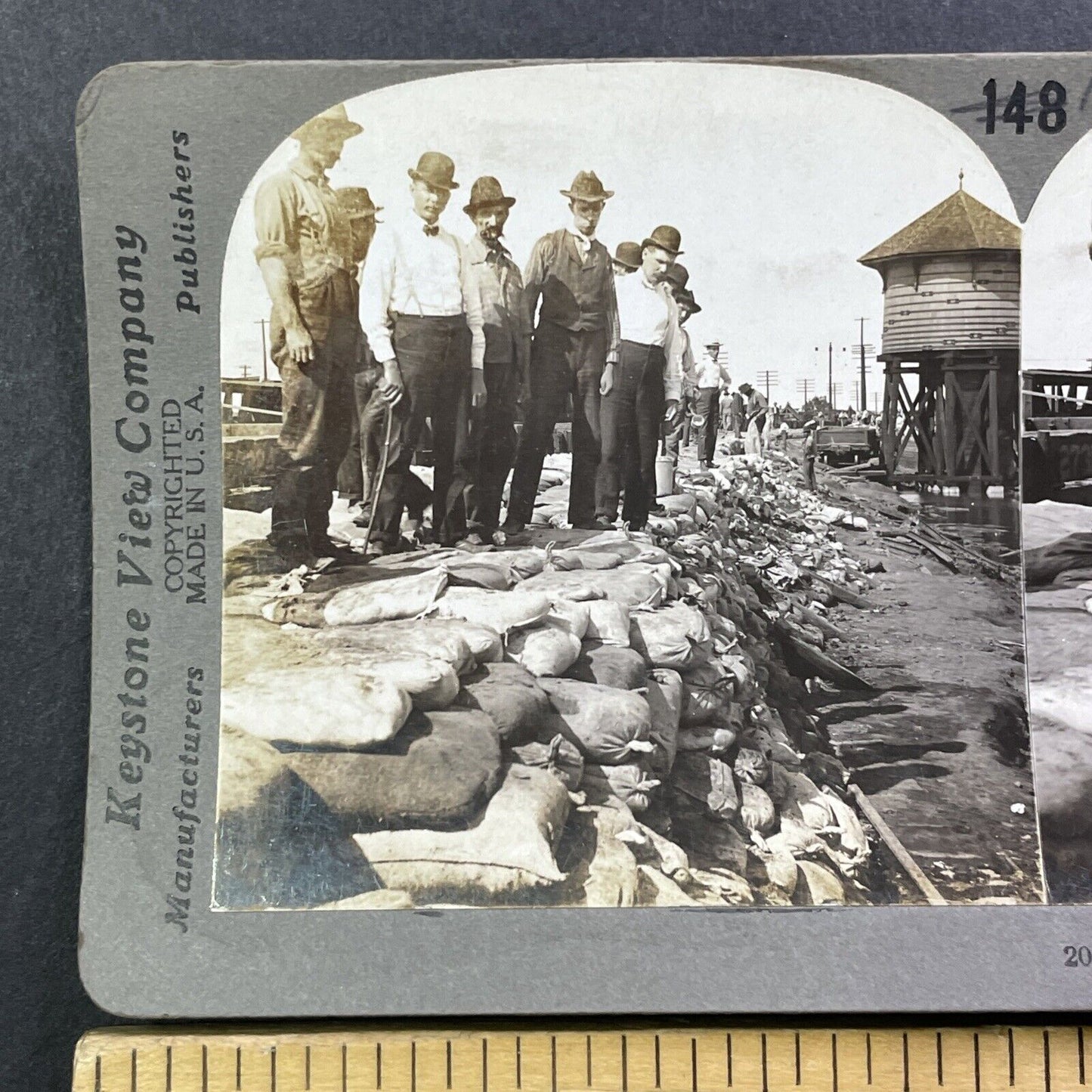 Mississippi River Flood Disaster Stereoview St. Louis MO Antique c1906 X4227