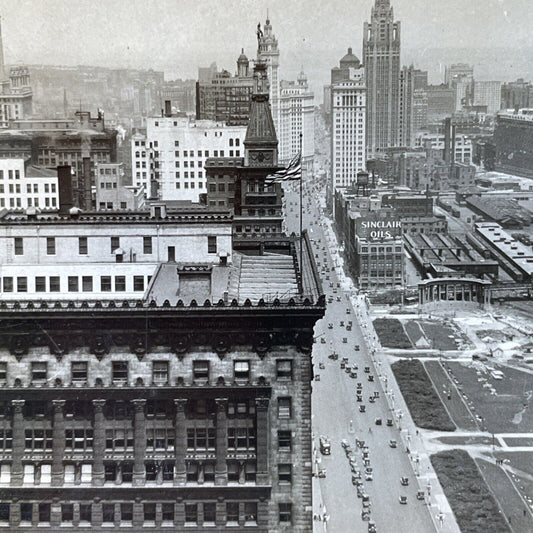 Antique 1920s Michigan Avenue Chicago Illinois Stereoview Photo Card P3159