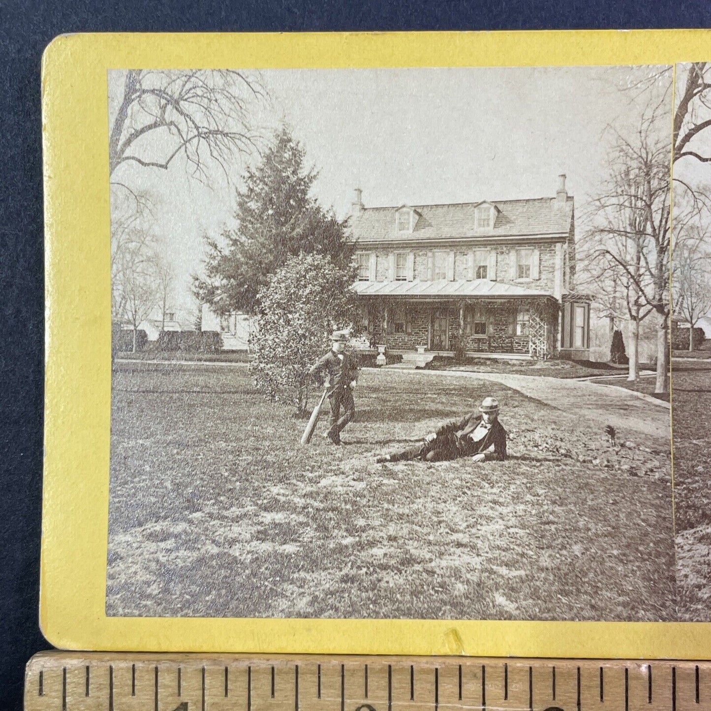 Cricket Players New Hope Pennsylvania Stereoview Photo Sports Card Antique c1867