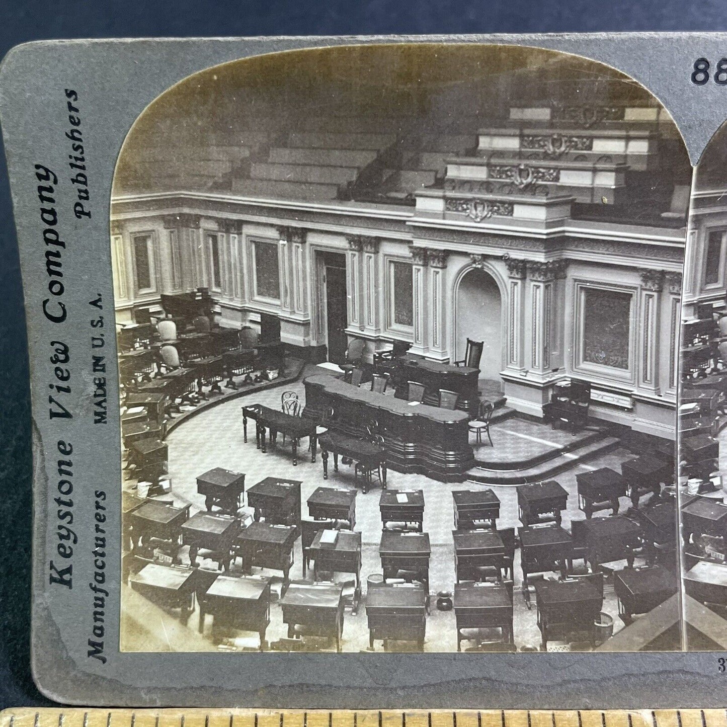 Antique 1903 US Capitol Senate Chamber Washington DC Stereoview Photo Card P2221