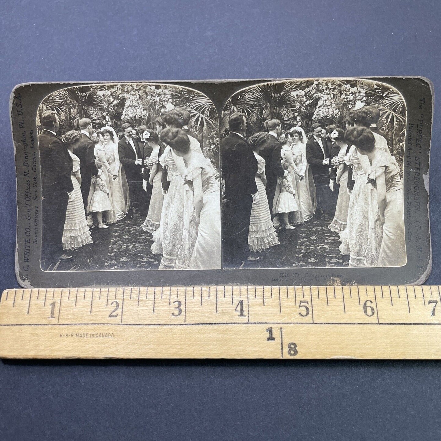 Antique 1902 Bride And Groom Greet Wedding Guests Stereoview Photo Card P2691