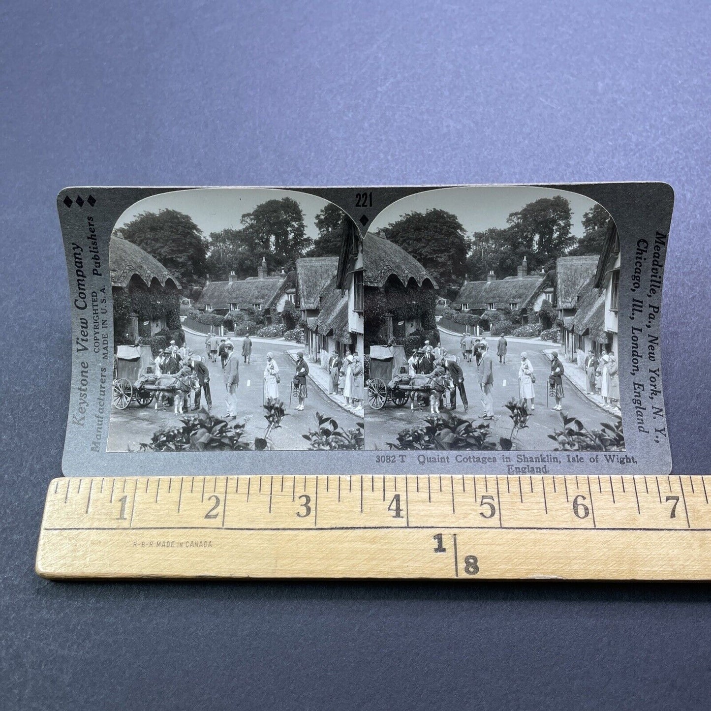 Antique 1922 Shanklin Cottages Isle Of Wight England Stereoview Photo Card V2952