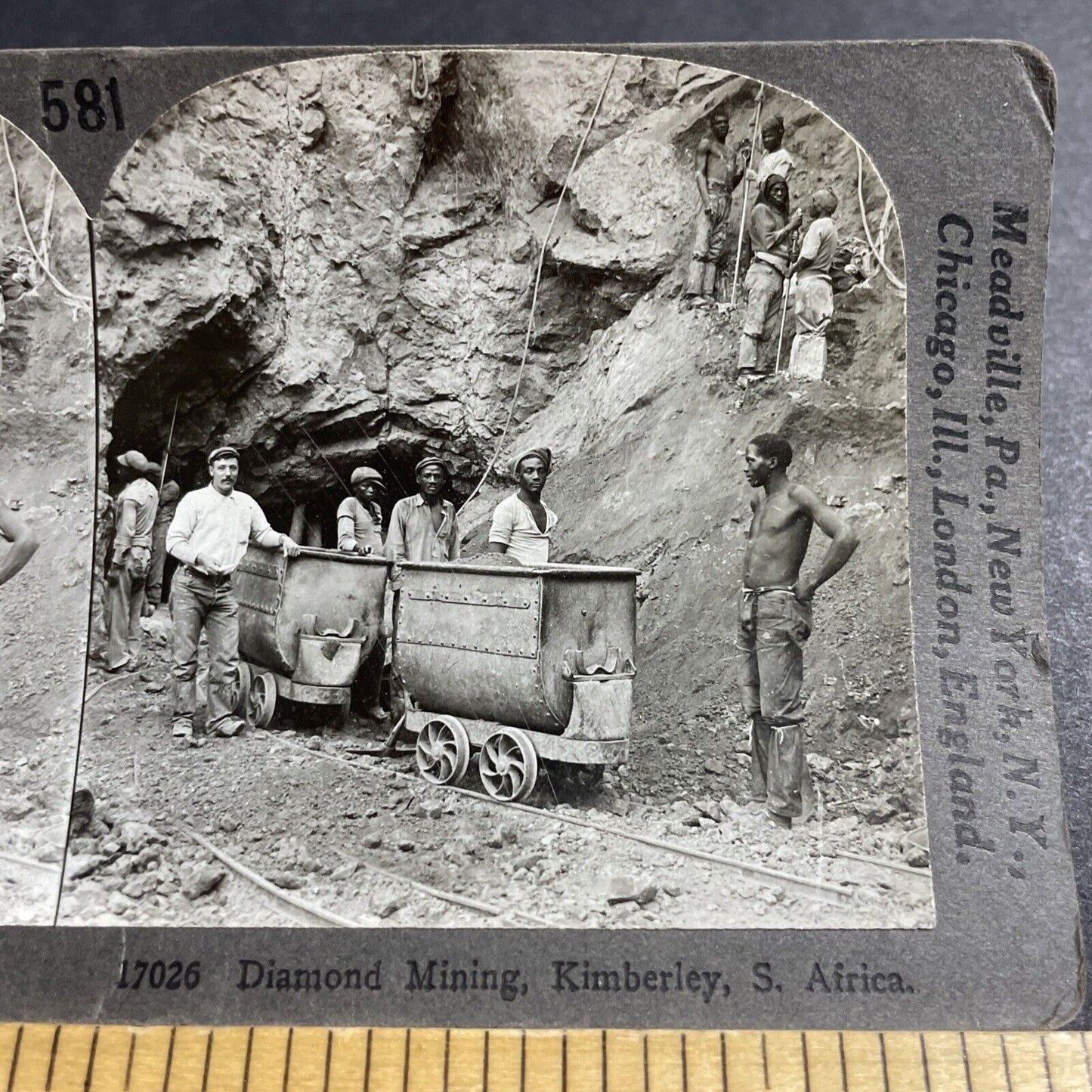 Antique 1910s African Diamond Miners Kimberley SA Stereoview Photo Card P5204