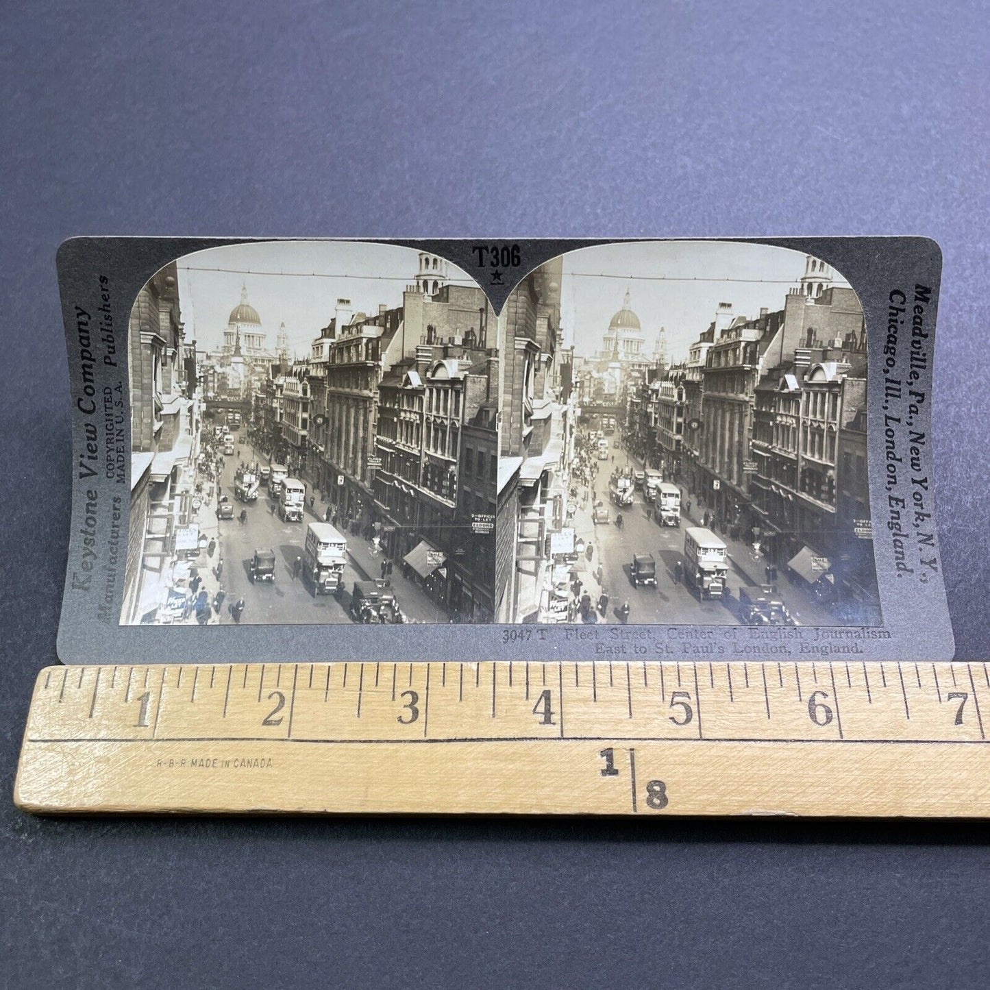 Antique 1920s Fleet Street London England Stereoview Photo Card V2851