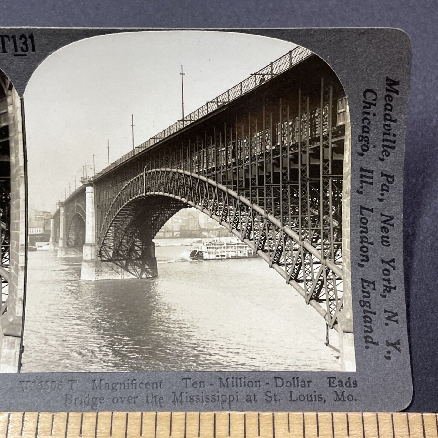 Antique 1910s Eads Bridge St. Louis Missouri Stereoview Photo Card V2187