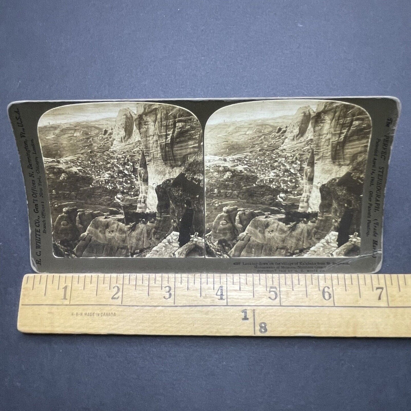 Antique 1908 The Village Of Kalabaka Greece Stereoview Photo Card P1879