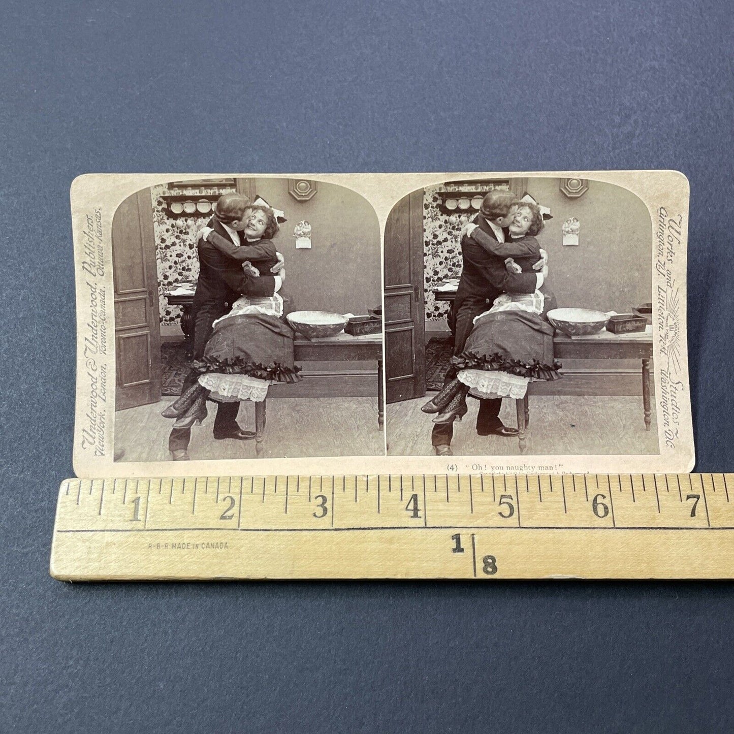 Antique 1900 Man And Woman Kissing Passionately Stereoview Photo Card V3265