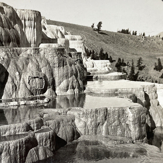 Antique 1920s Hot Springs Yellowstone National Park Stereoview Photo Card V1865