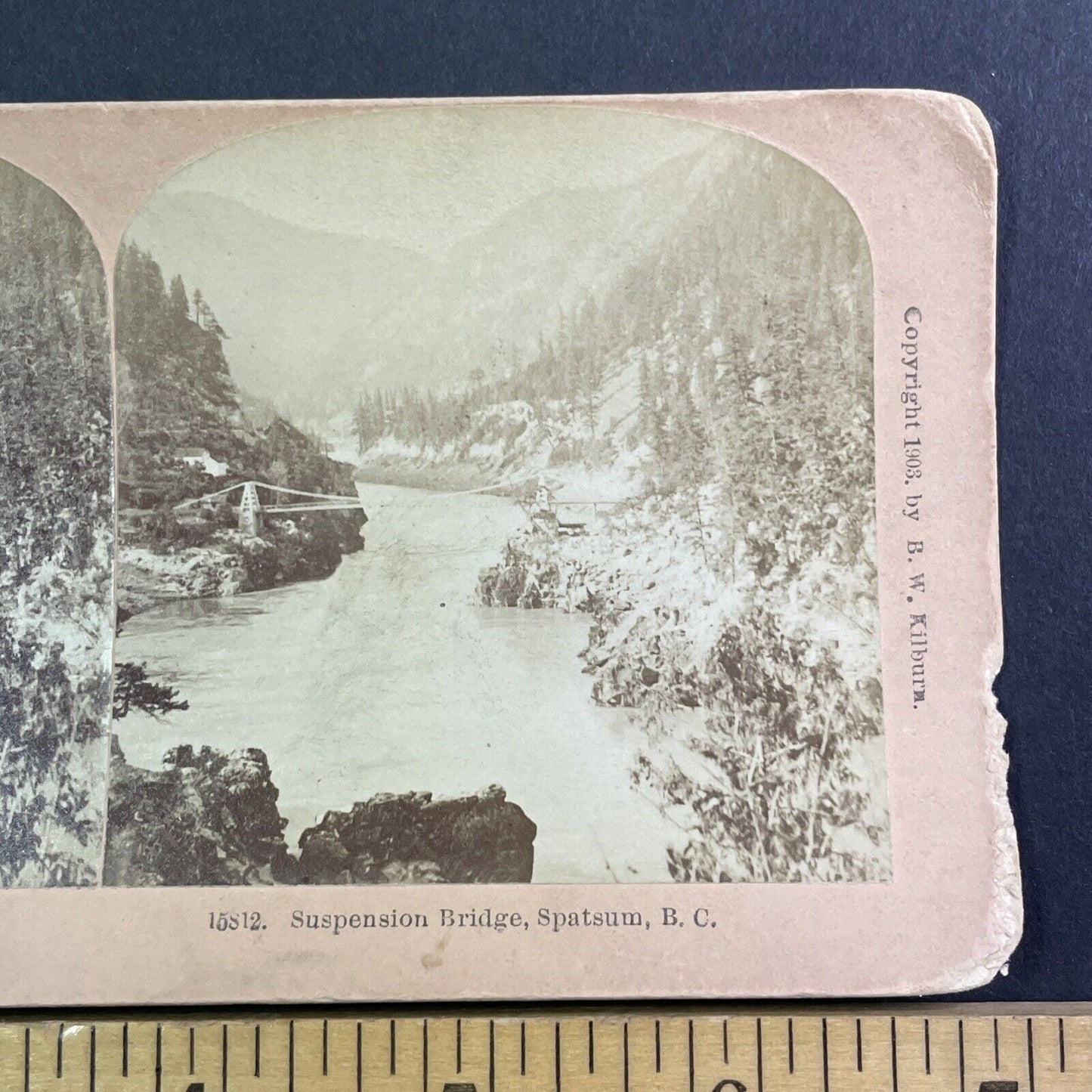 Spatsum Indian Reserve Bridge Stereoview British Columbia Canada c1903 Y858