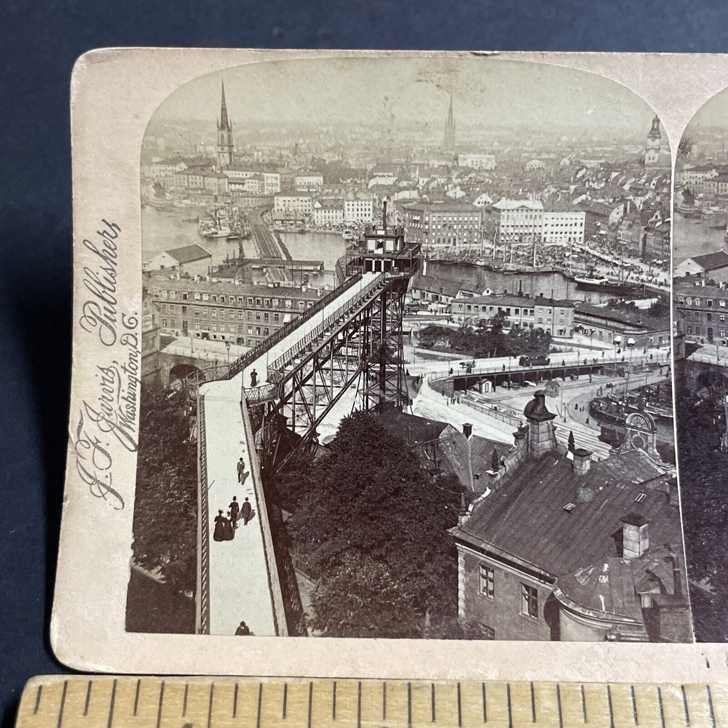 Antique 1897 Stockholm Sweden City View Stereoview Photo Card P5094