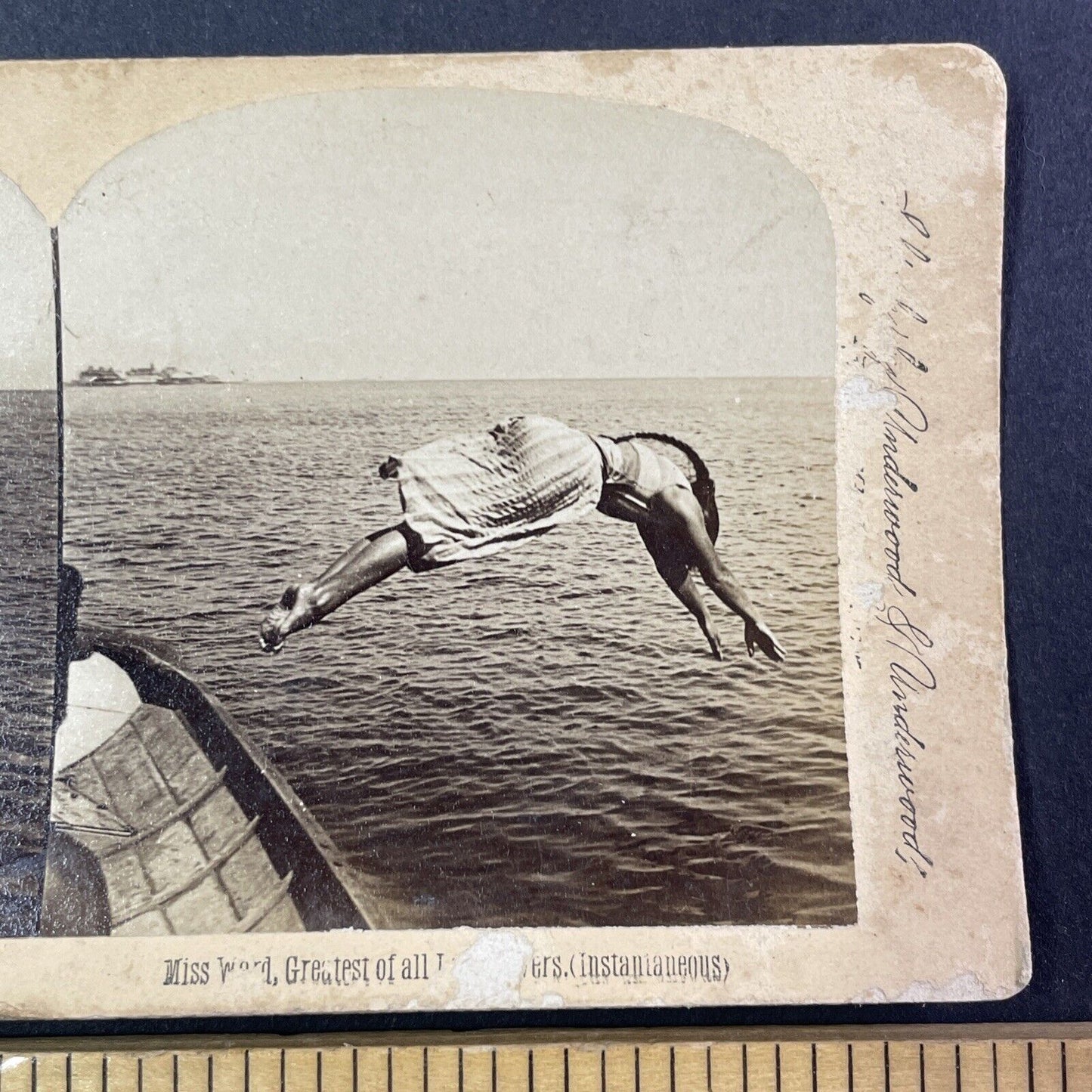 Maggie Ward Coney Island Diver Stereoview New York Antique c1889 Y1790