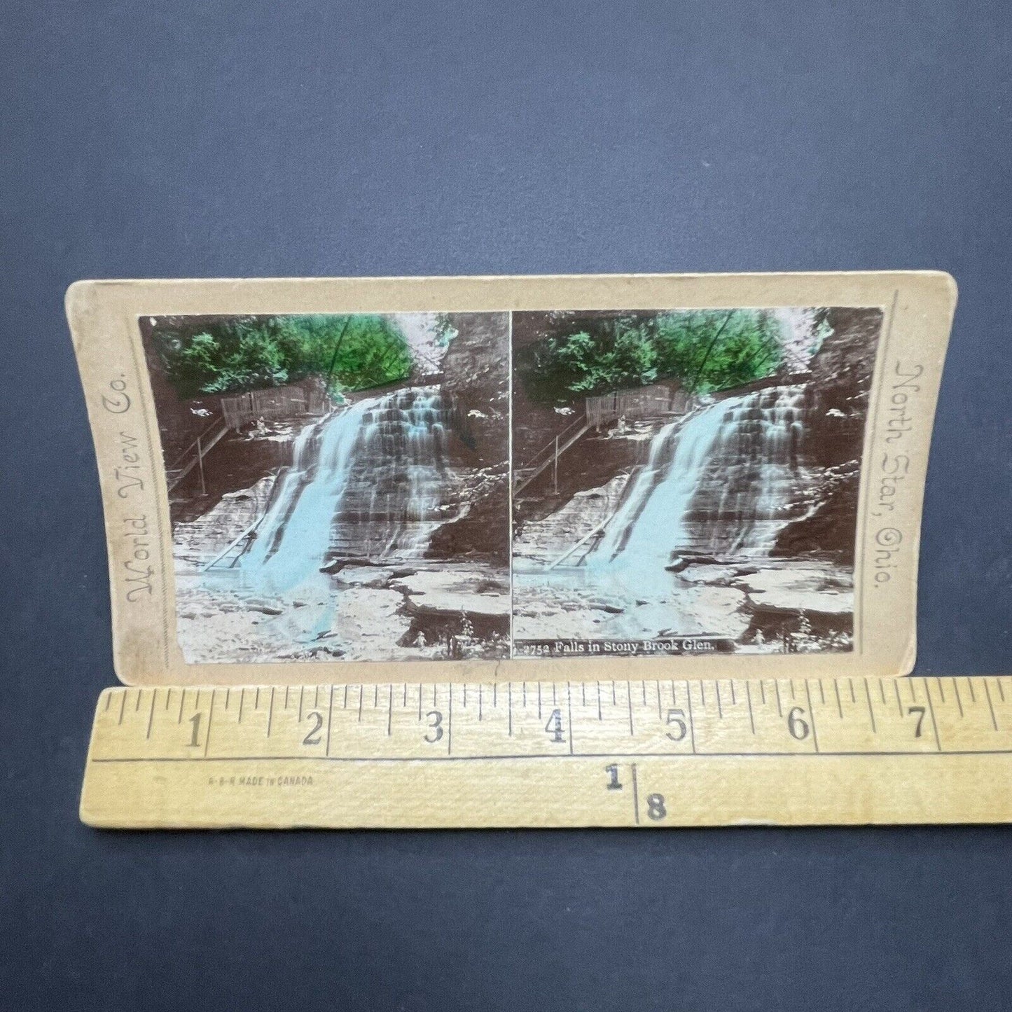 Antique 1890s Stony Brook Waterfall Varysburg NY Stereoview Photo Card P1870