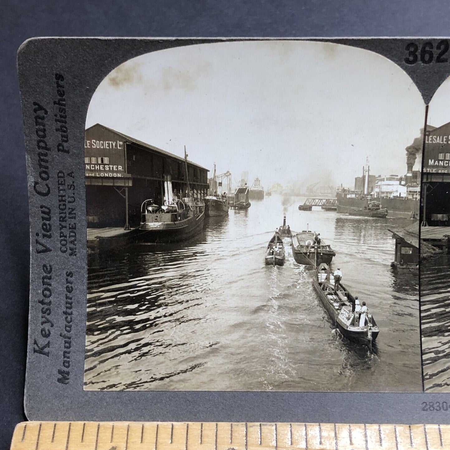 Antique 1920s Shipping Port In Manchester England UK Stereoview Photo Card P2016