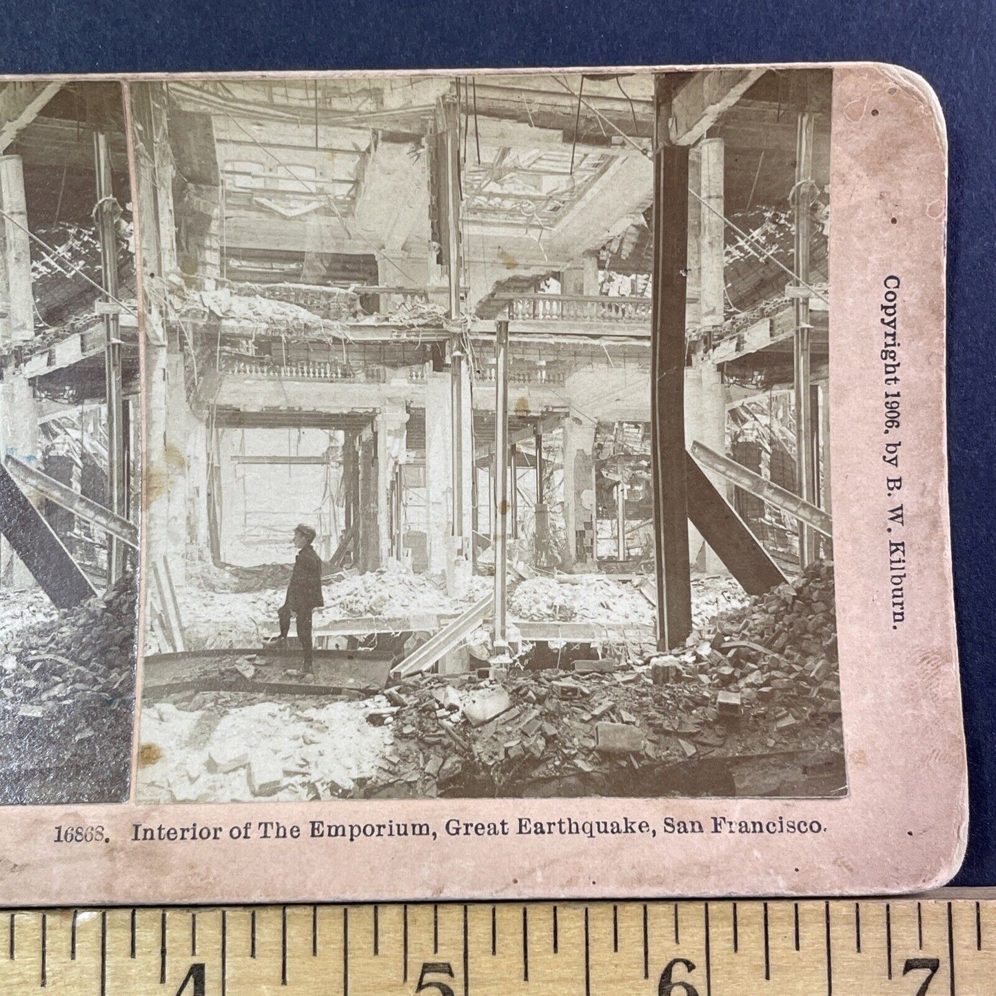 San Francisco Earthquake Collapse Horror Stereoview Photo Card Antique 1906 X821