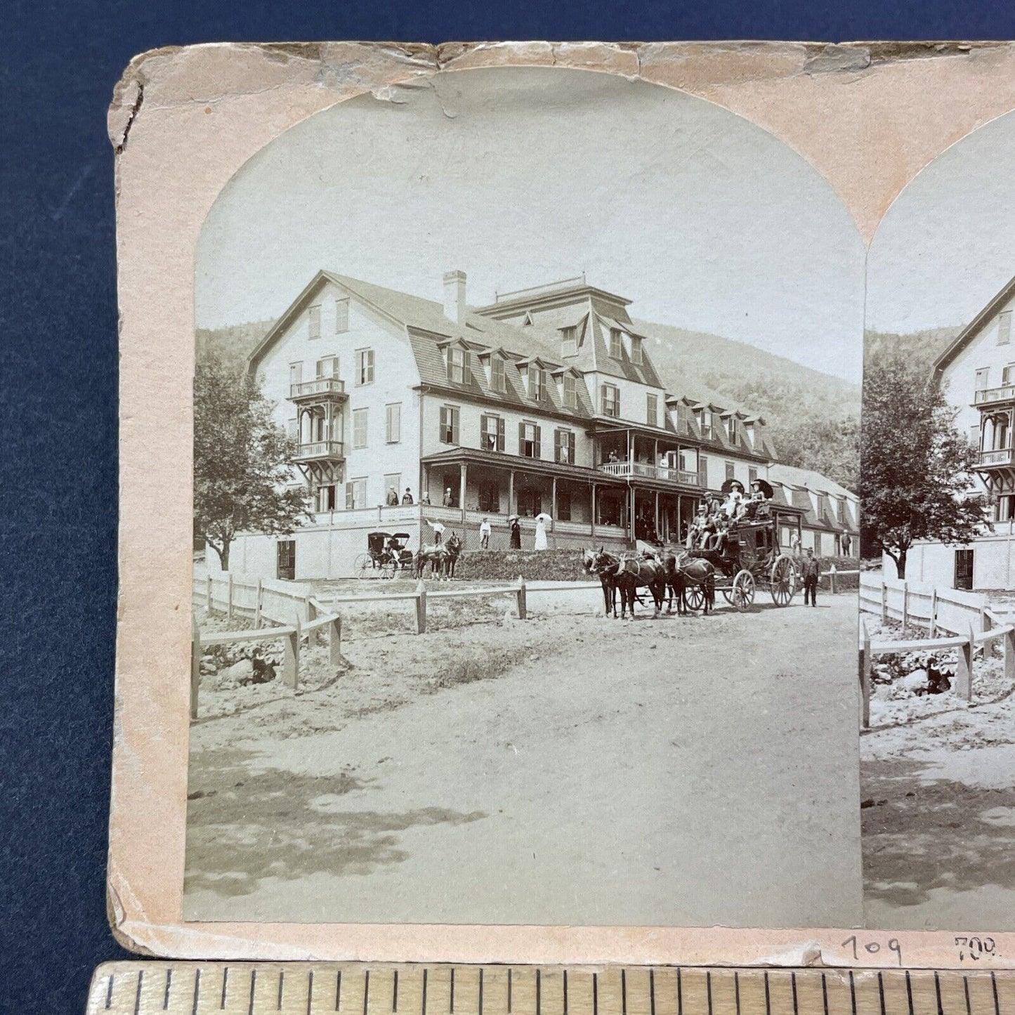 Antique 1870s Flume House Franconia New Hampshire Stereoview Photo Card V1771