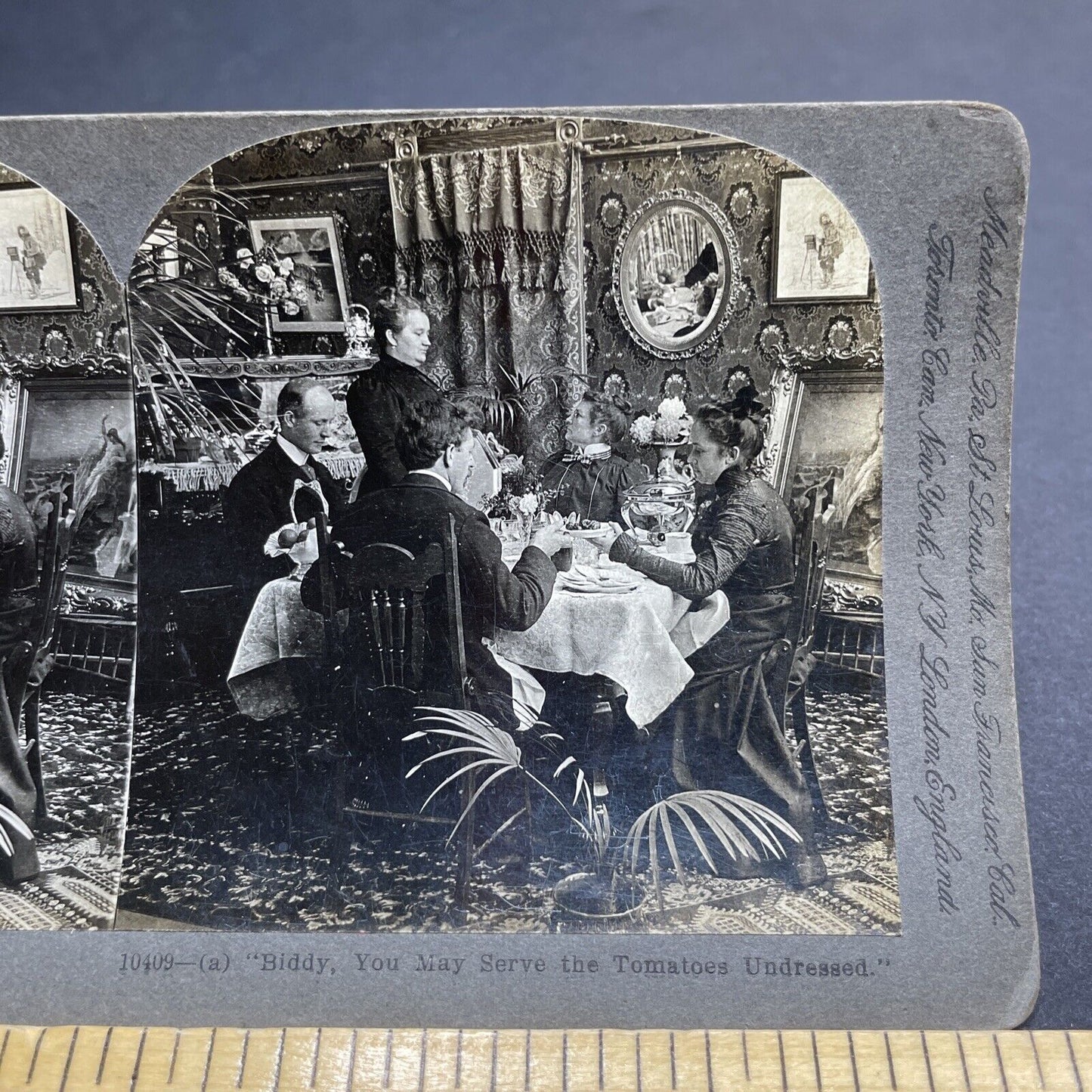 Antique 1900 A Casual Dinner At Turn Of The Century Stereoview Photo Card P1993