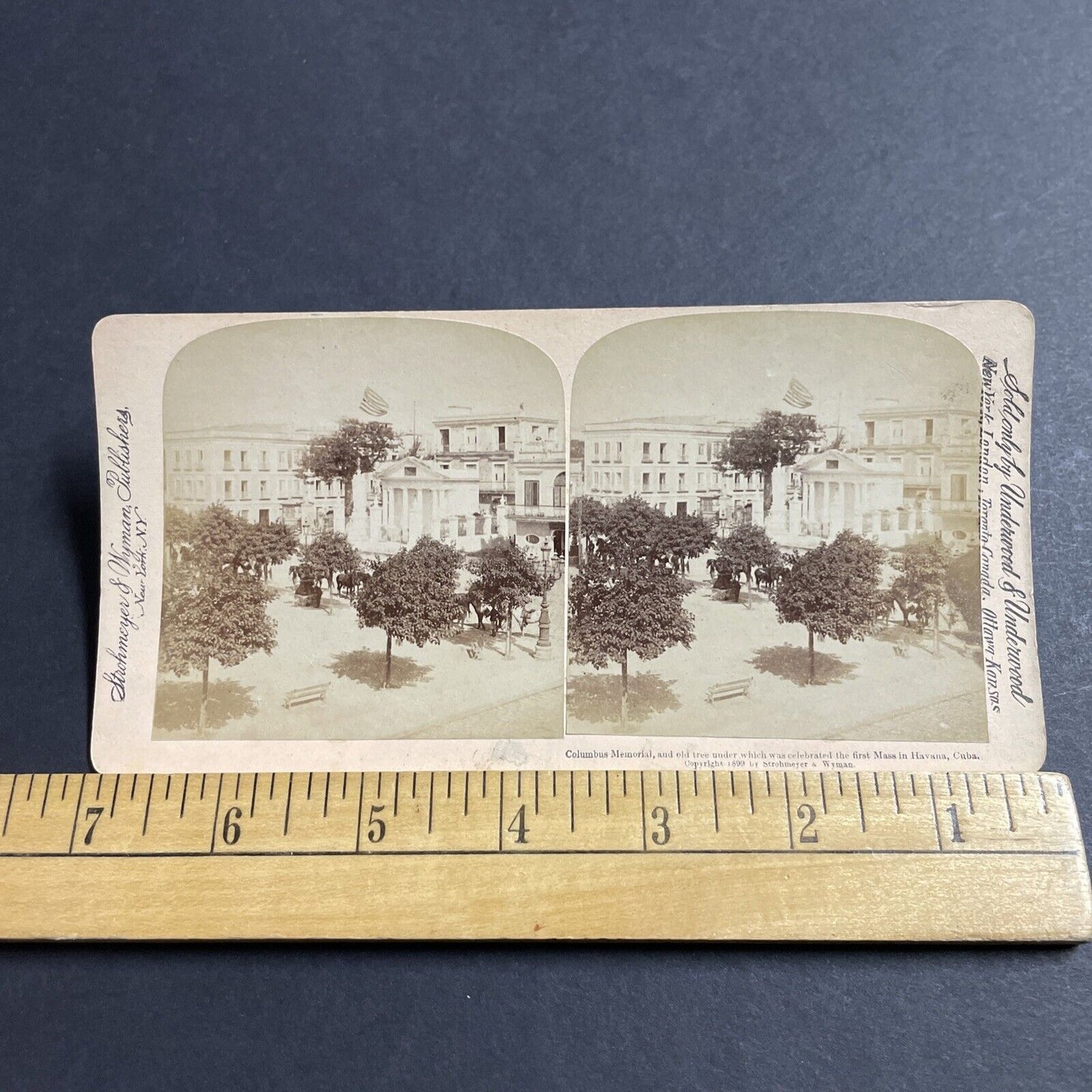 Antique 1899 Columbus Memorial Havana Cuba Stereoview Photo Card P4949