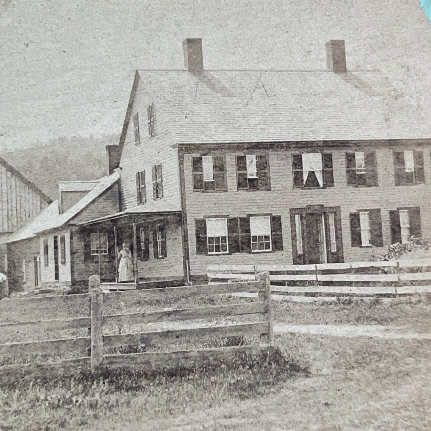 Farm House Hotel Stereoview Orford NH Photo Card CB Cheney Antique c1869 X993