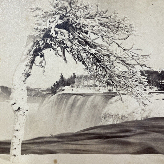 Antique 1864 The Deep Freeze Niagara Falls NY Stereoview Photo Card V1946